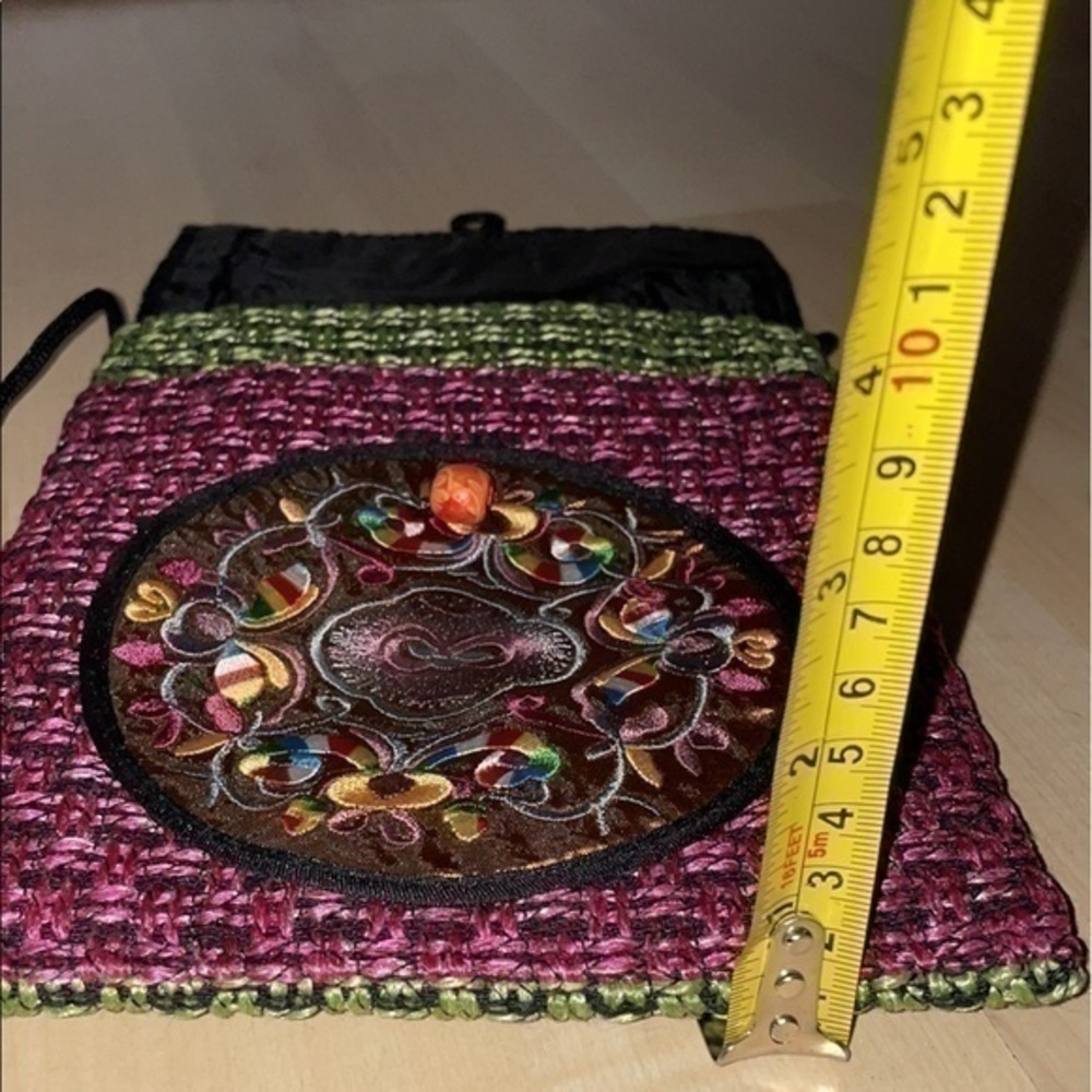 NWOT Chinese handmade knit luck embroidery purse crossbody bag travel passport - Picture 11 of 13